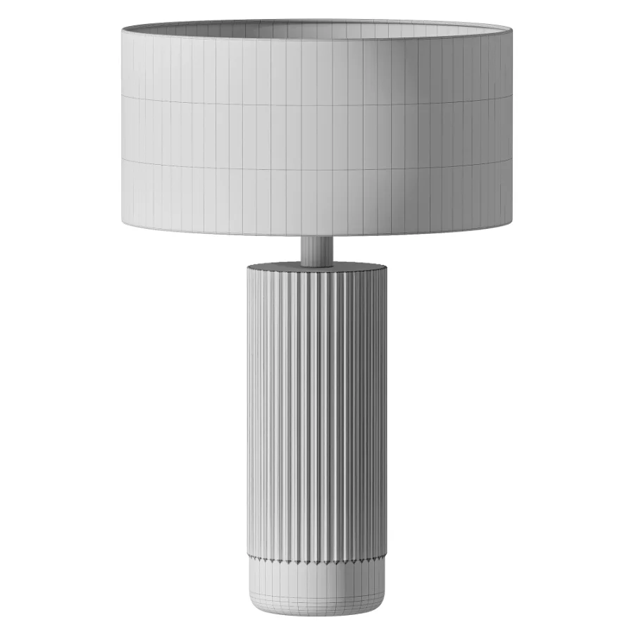 Nitara Chocolate Ribbed Concrete Brass Fabric Table Lamp Image 3