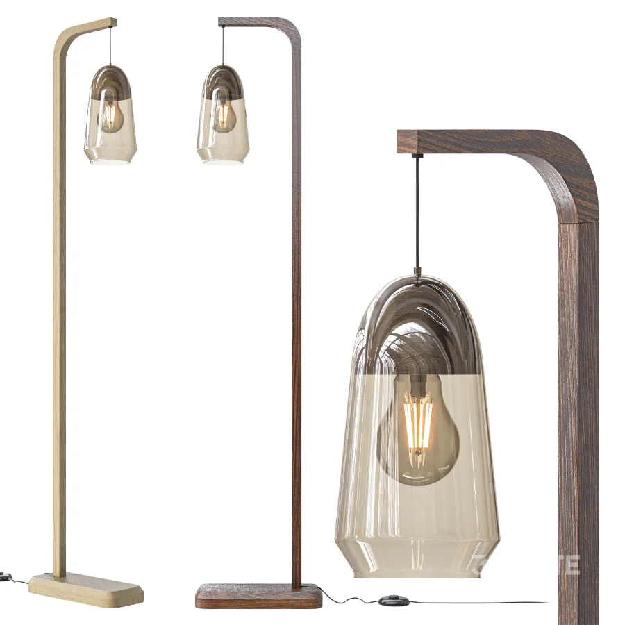 Nasoa glass and wood floor lamp Image 4