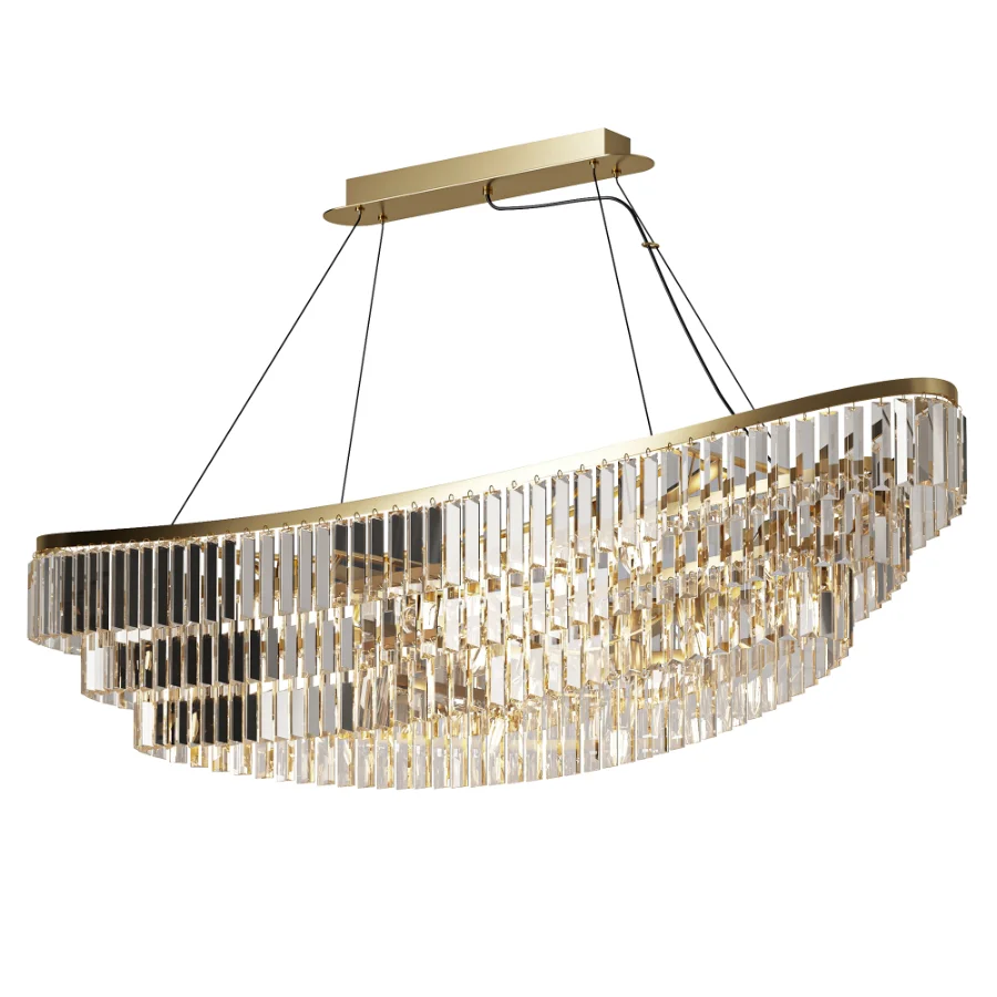 Betu Boat Shaped Linear Crystal Chandelier Image 2