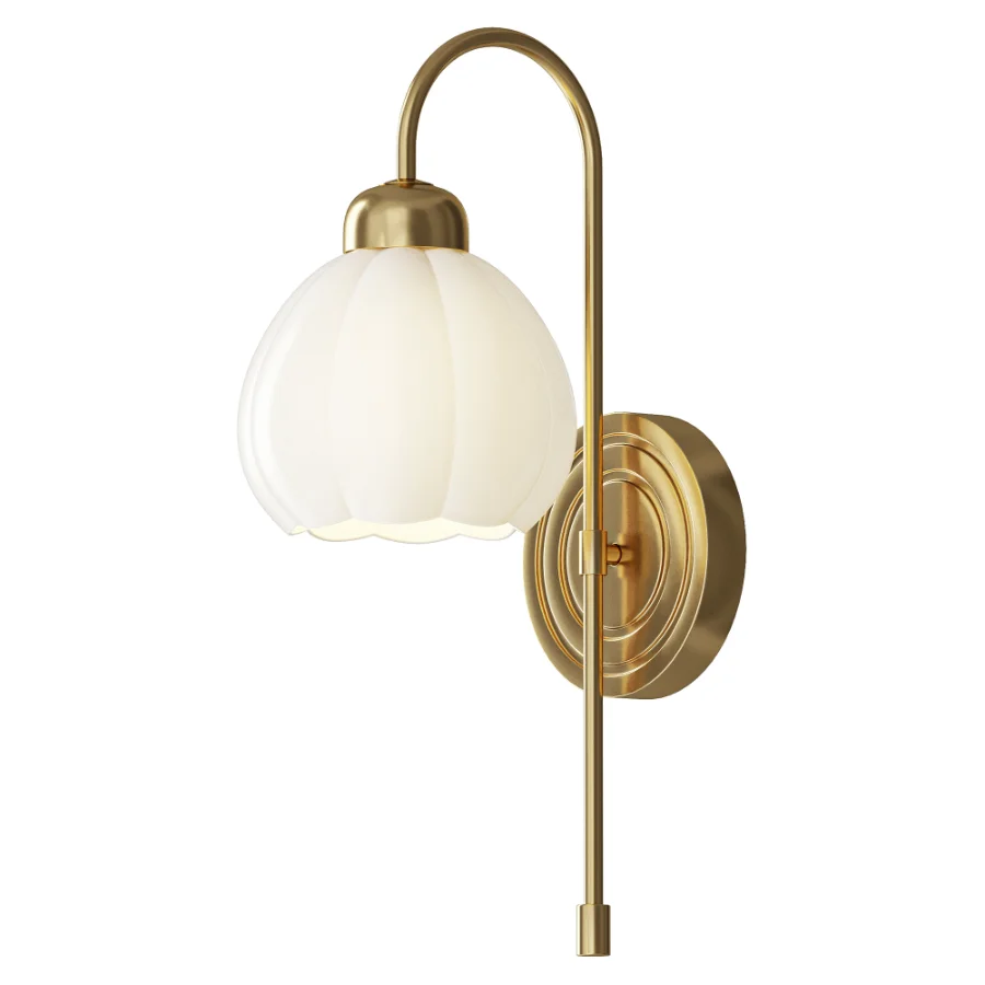 Long Brass Flower Glass Wall Sconce Image 2