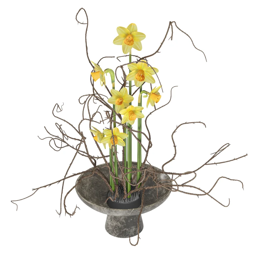 Daffodils Dry Twisted Branch Bouquet Image 4