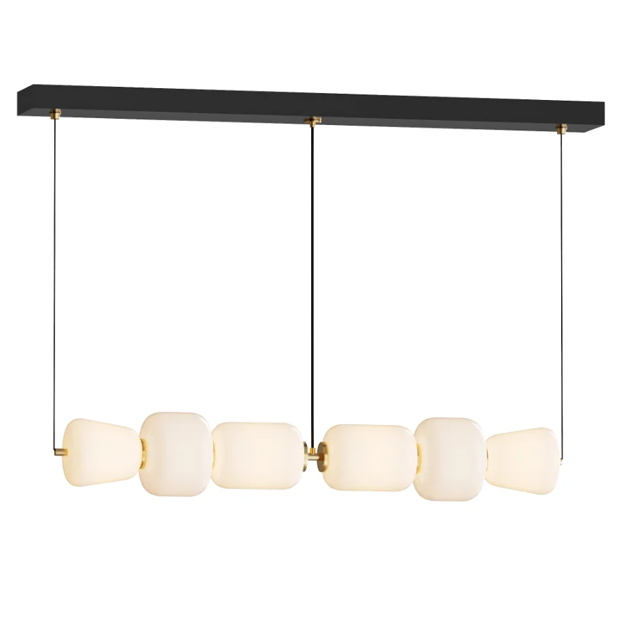 Linkori Marsh Serenity Opal Glass Linear Chandelier Image 2