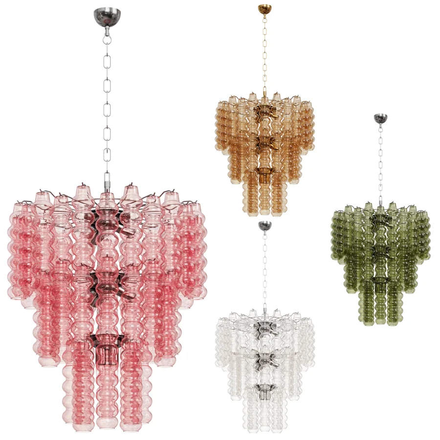 Murano Chandelier Curva Rosa 48 Tubes Image 1