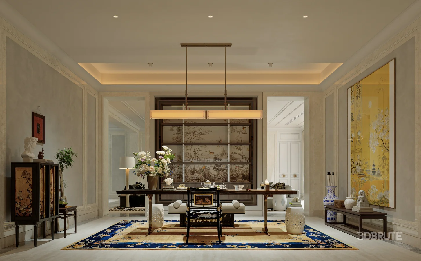 Luxury villa living room and work room Image 1