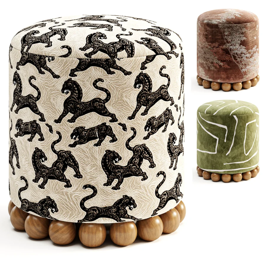 Dex Leopard Performance Jacquard Ottoman Image 5