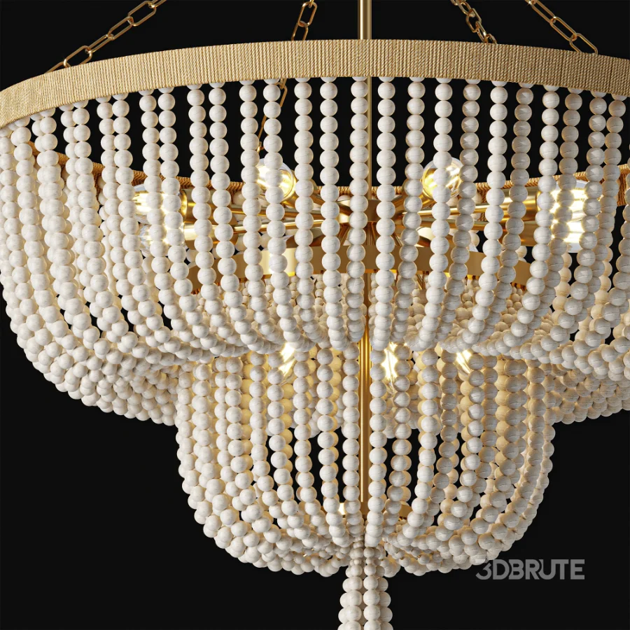 Regina Andrew Cameron White Rattan Chandelier Image 3