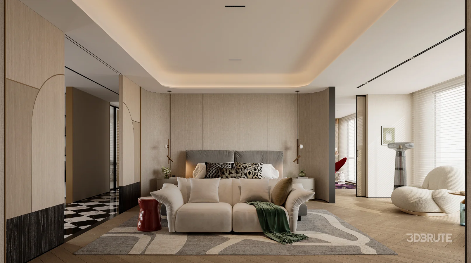 Modern master bedroom dressing room and work room Image 5