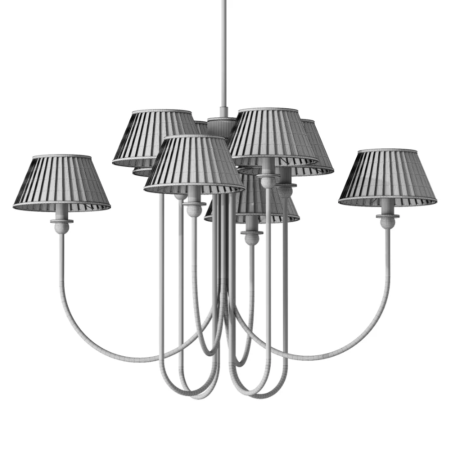 Nine Lighting Ruchee Brass Fabric Chandelier Image 3