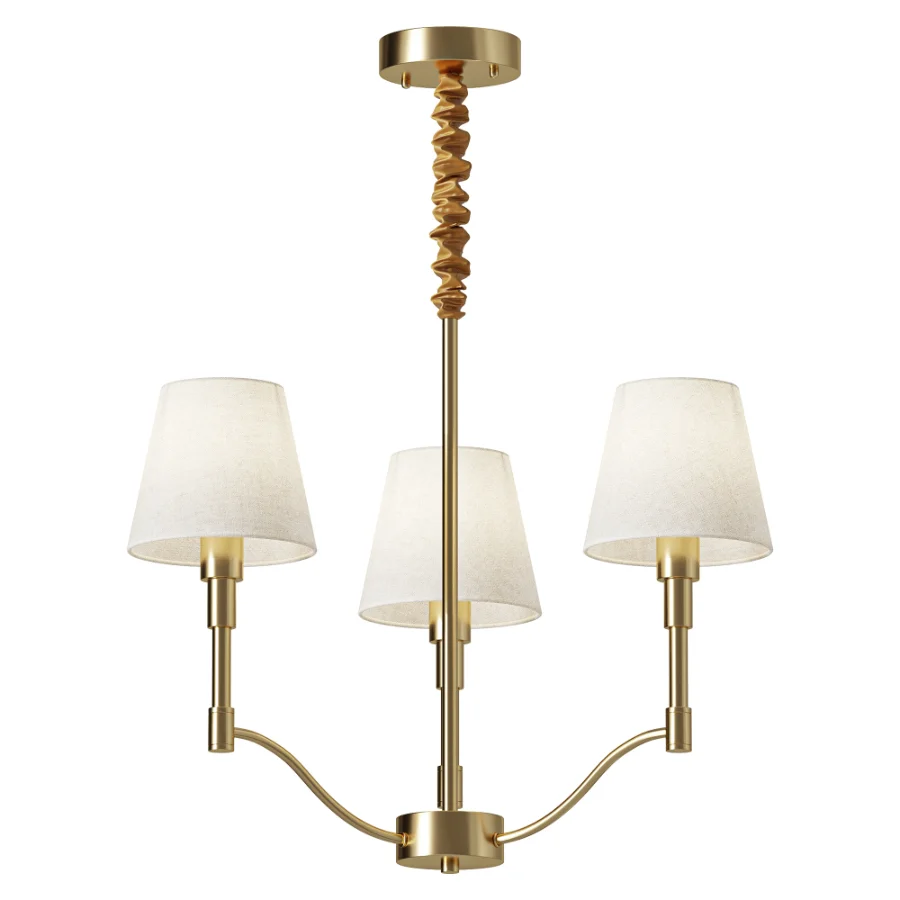 Meridian Mid Century Brass Chandelier 3 heads Image 1
