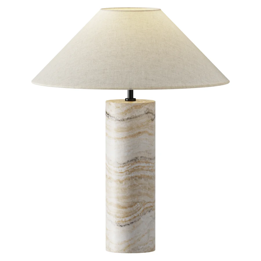 Barola White Onyx Brass Cylinder Table Lamp Image 1