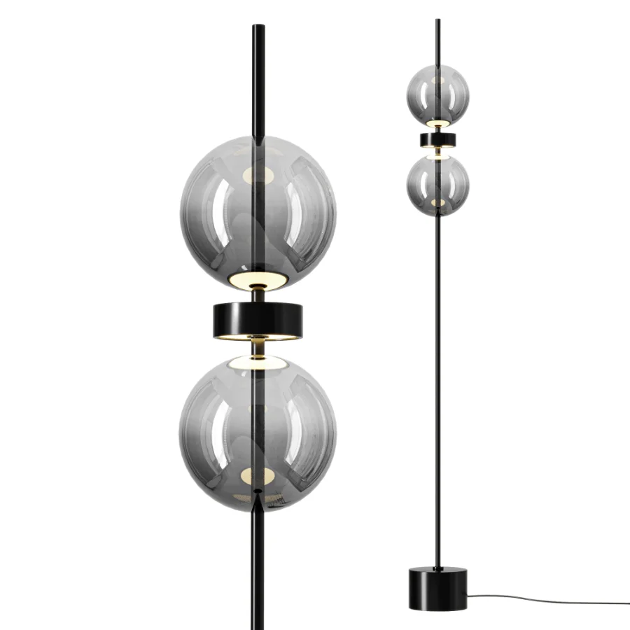 Maytoni Double Moon Black Glass LED Floor Lamp Image 1