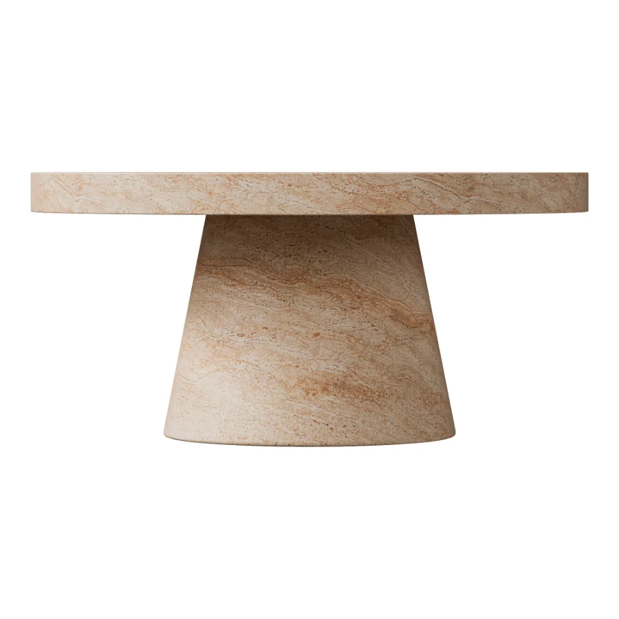 Pisa Pedestal Travertine look Coffee Table – Indoor & Outdoor Table Image 2
