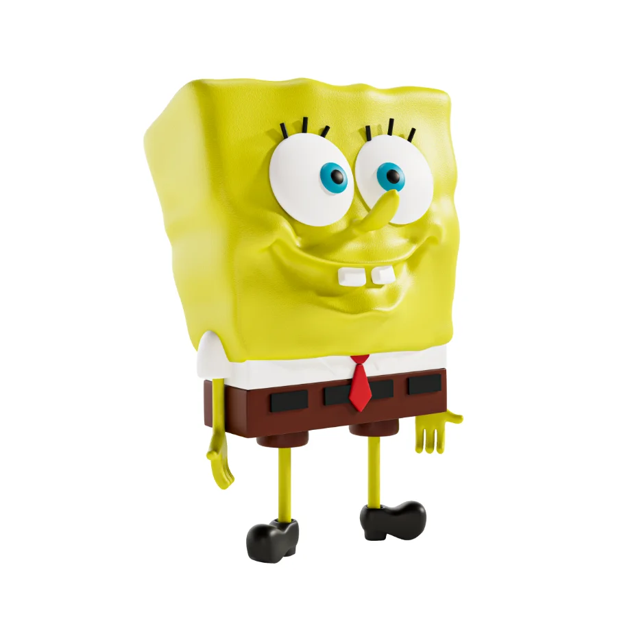 Stylized Yellow Square Cartoon Character Game Ready 3D Model Image 3