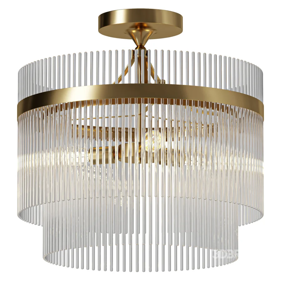 NineLighting Ribglow Antique Brass Ceiling Light Image 1