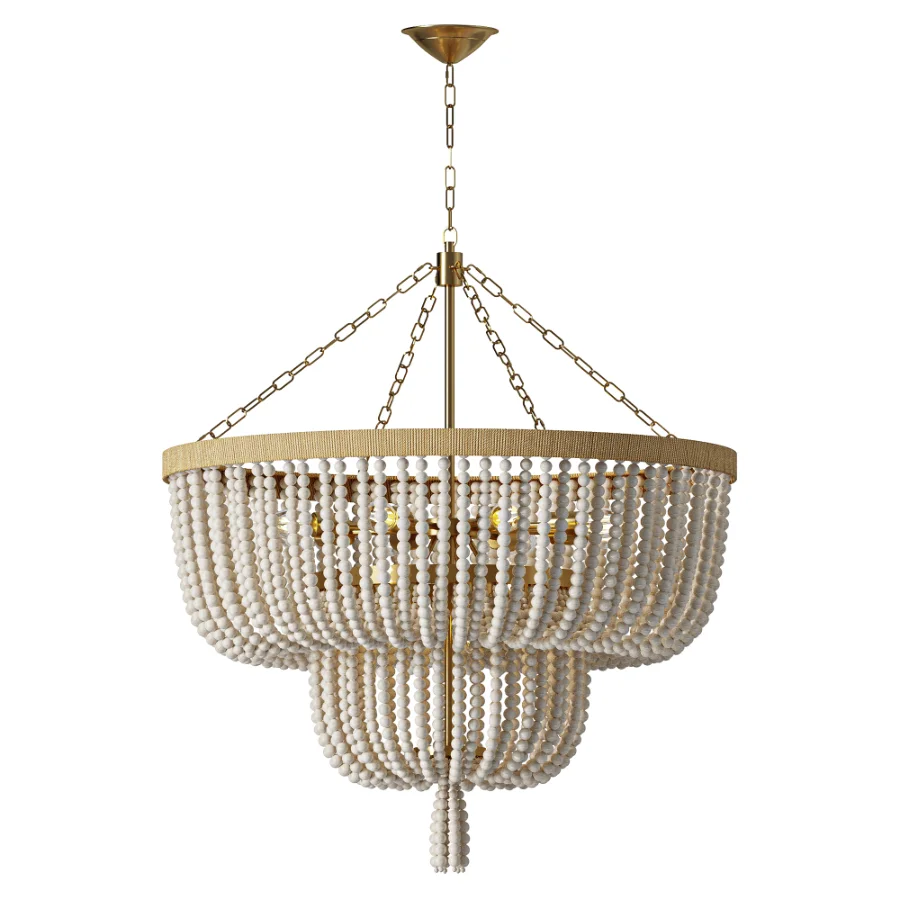 Regina Andrew Cameron White Rattan Chandelier Image 2