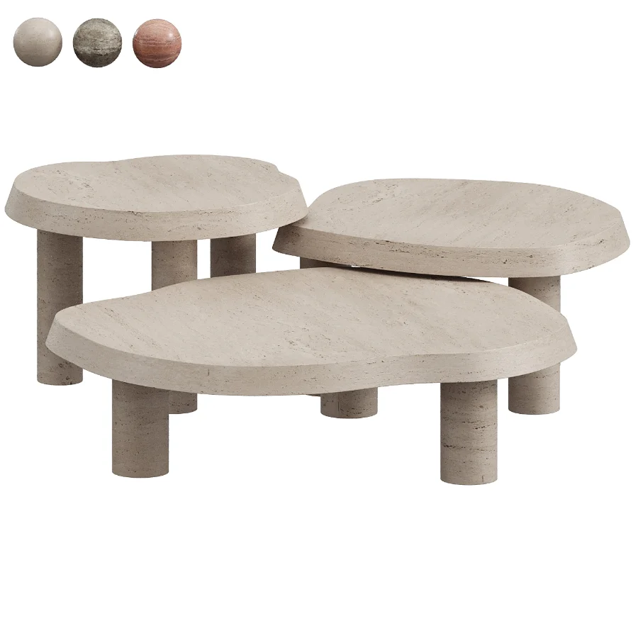 Travertine Nesting Coffee Table Set Image 3