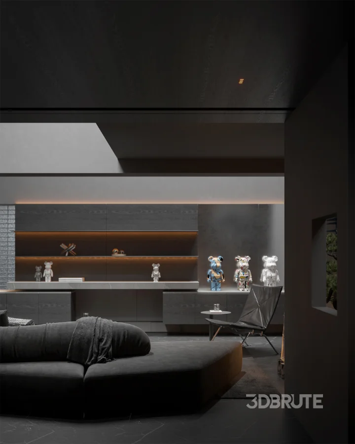 Modern Dark Villa Living Room Image 15