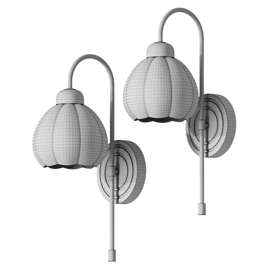 Long Brass Flower Glass Wall Sconce Image 4