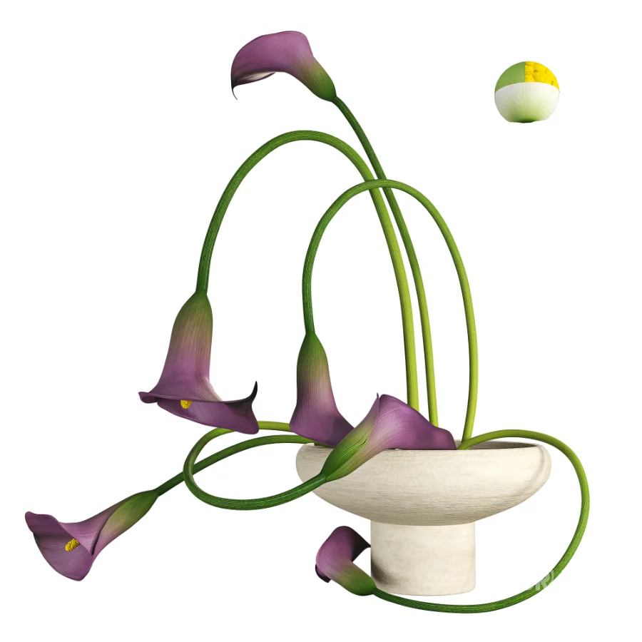 Modern Ikebana Calla Lily Arrangement Bouquet Image 1