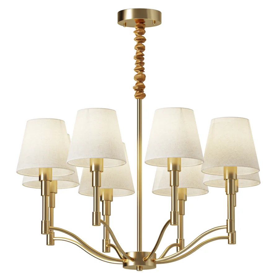 Meridian Mid Century Brass Chandelier 8 heads Image 1