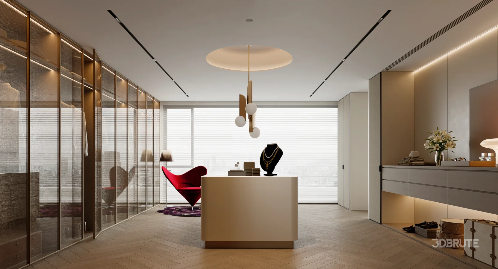 Modern master bedroom dressing room and work room Image 1