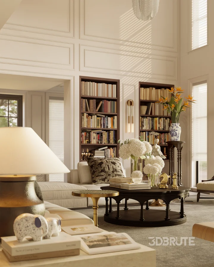 Luxury villa living room and dining room hallway Image 16