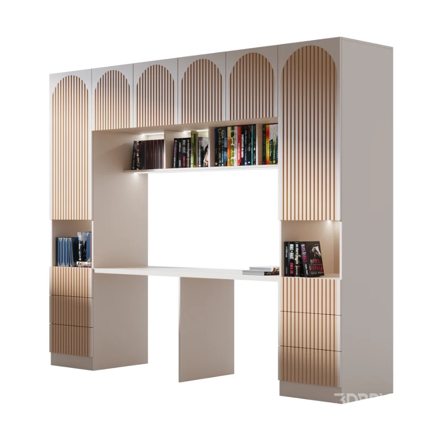 Modern style writing desk and books Image 3