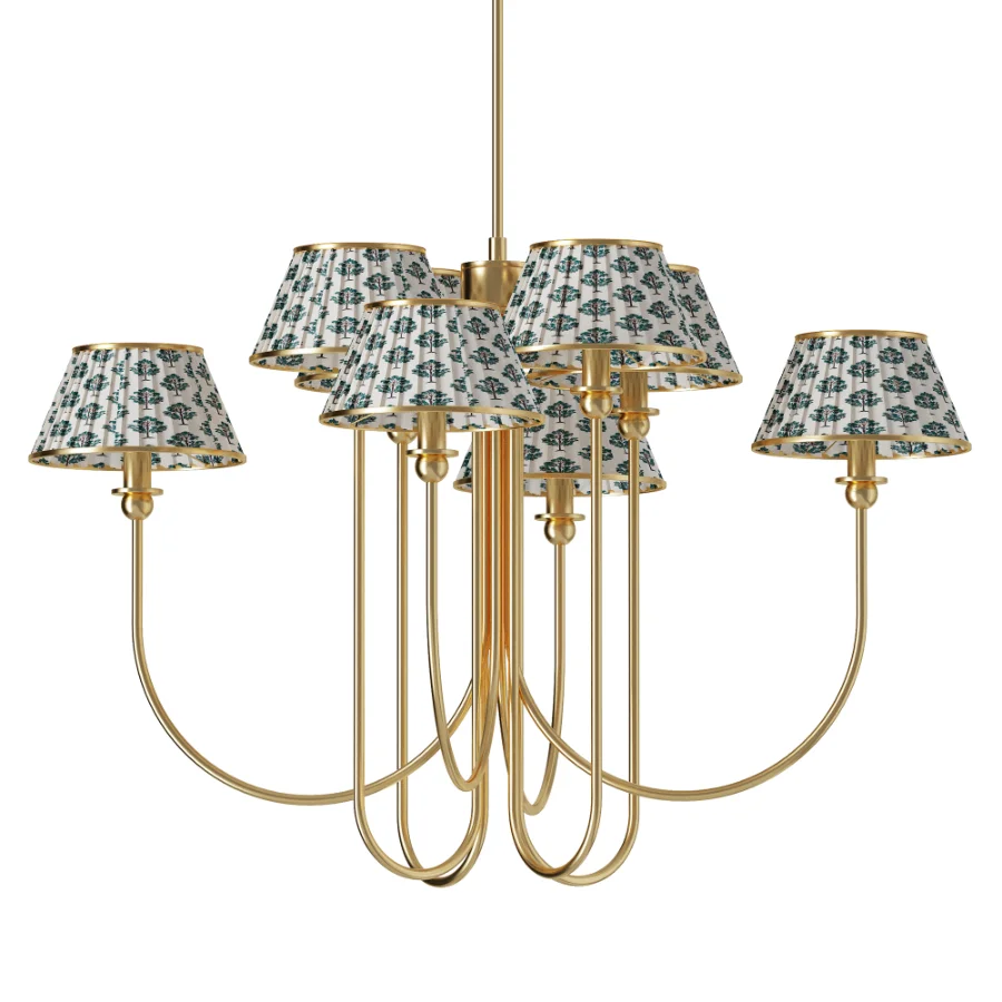 Nine Lighting Ruchee Brass Fabric Chandelier Image 2