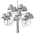 Red Curved Arm Fabric Shade Chandelier - Thumbnail 4