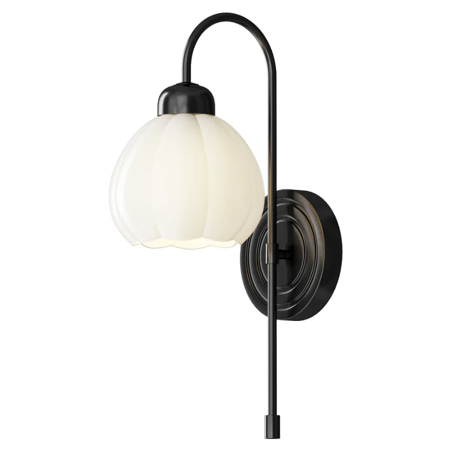 Long Brass Flower Glass Wall Sconce Image 3