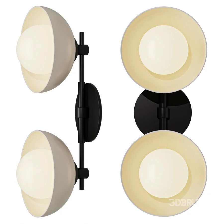 Dixon Double Brass Hemisphere Wall Sconce Image 1