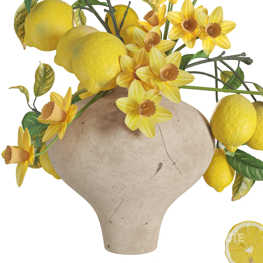 Spring Daffodils Lemon Branches Bouquet Image 2