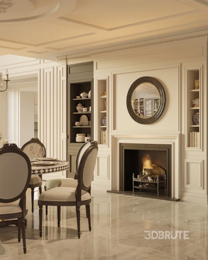 Luxury villa living room and dining room hallway Image 18