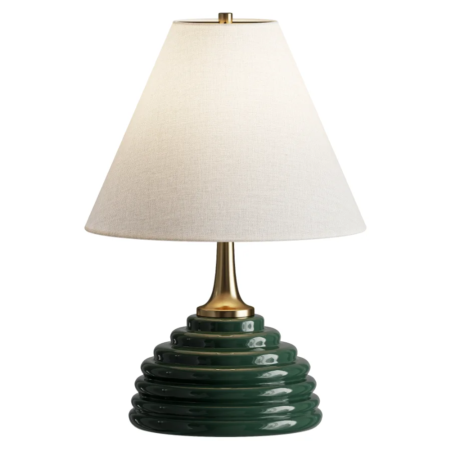 Uttermost McKay Green Brass Fabric Table Lamp Image 1