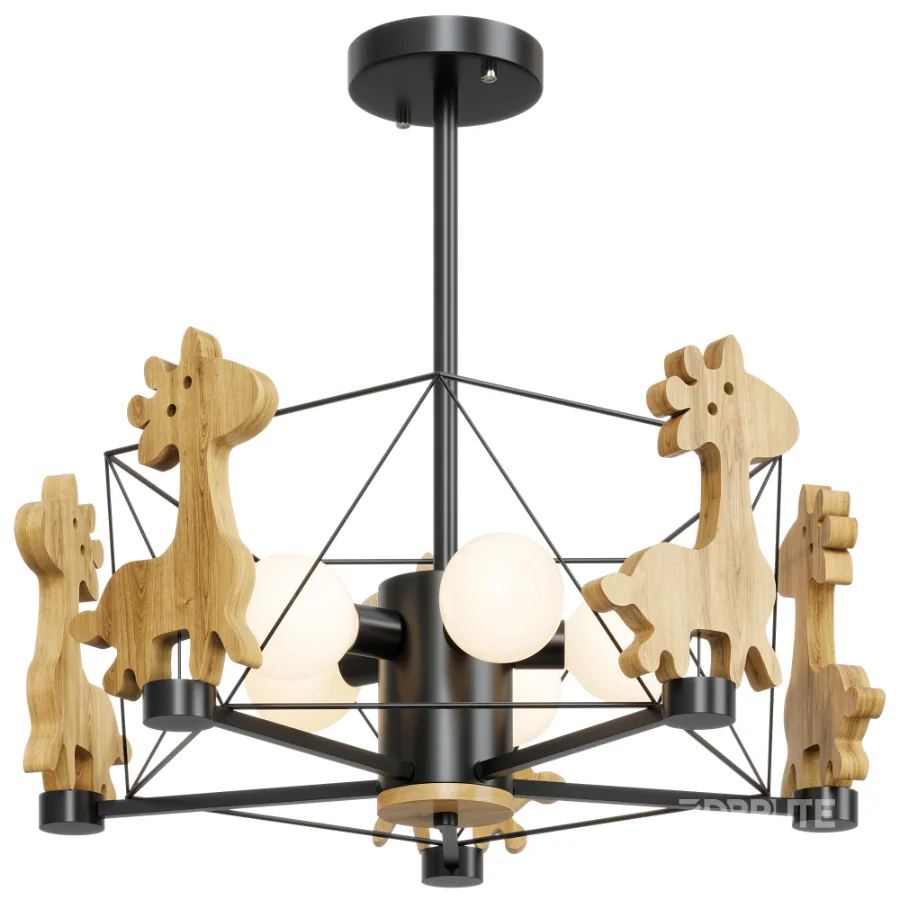 Lovely Deer Wooden Chandelier Image 5