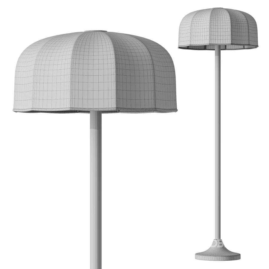 FareDecor Ottino Aged Brass Linen Fabric Floor Lamp Image 3