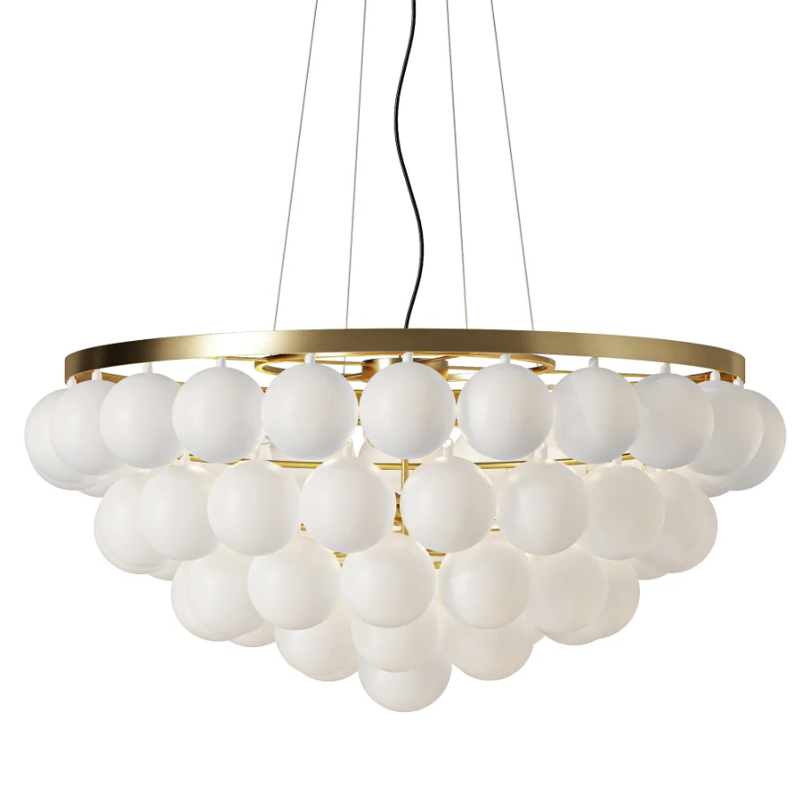 Cloudia Frosted Glass Brass Chandelier 5 Light Image 1