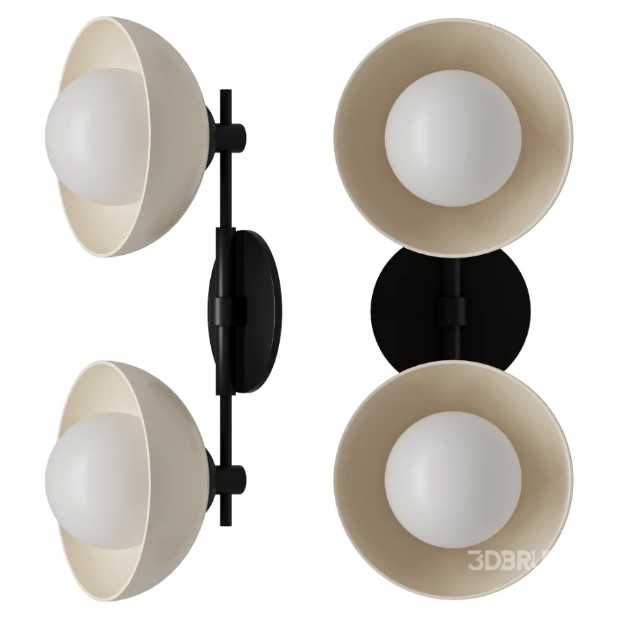 Dixon Double Brass Hemisphere Wall Sconce Image 3