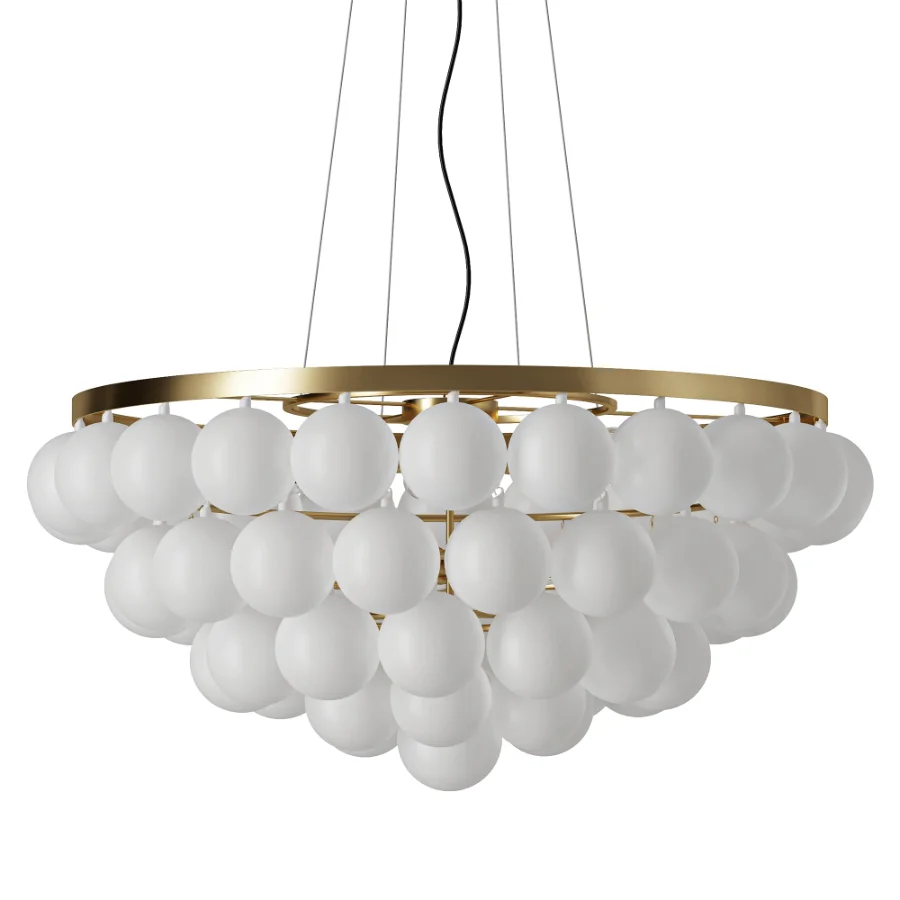 Cloudia Frosted Glass Brass Chandelier 5 Light Image 3