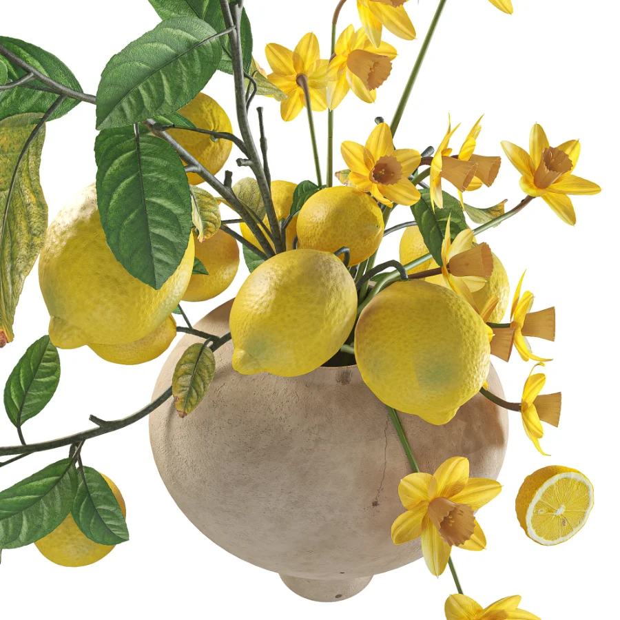 Spring Daffodils Lemon Branches Bouquet Image 4