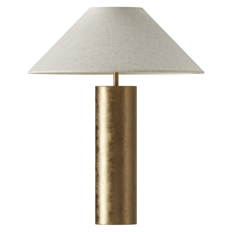 FareDecor Bleeker Aged Brass Linen Fabric Table Lamp Image 2