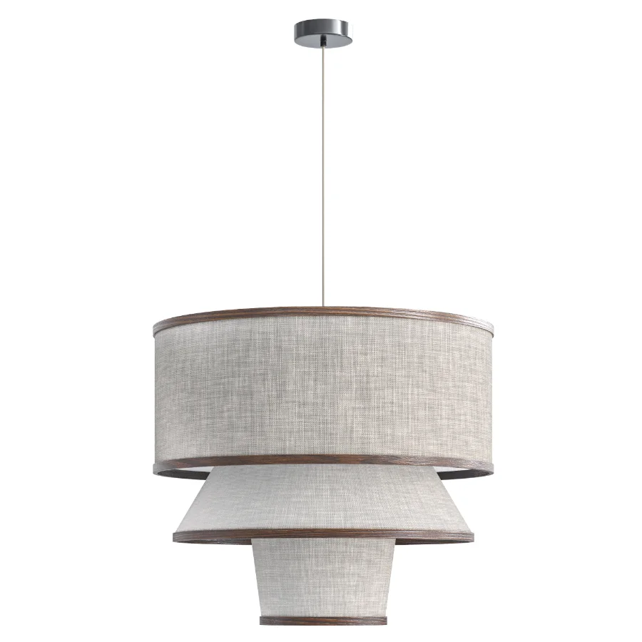 Bruna Walnut Wood and Linen Pendant Light Image 4