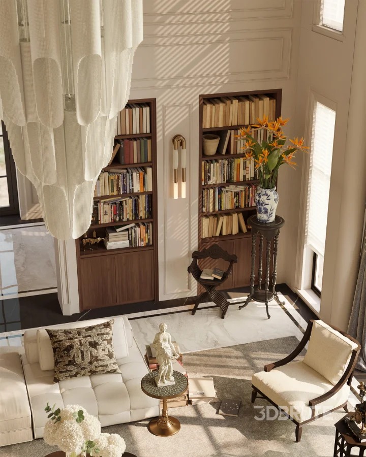 Luxury villa living room and dining room hallway Image 20