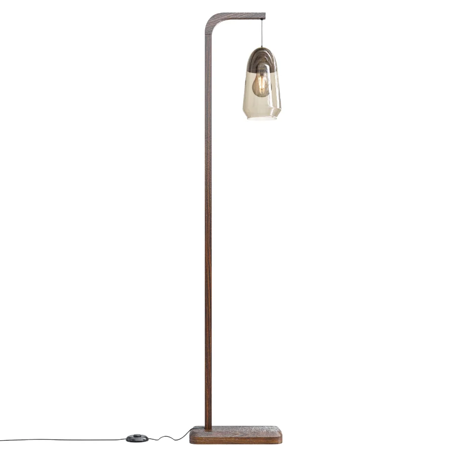 Nasoa glass and wood floor lamp Image 3