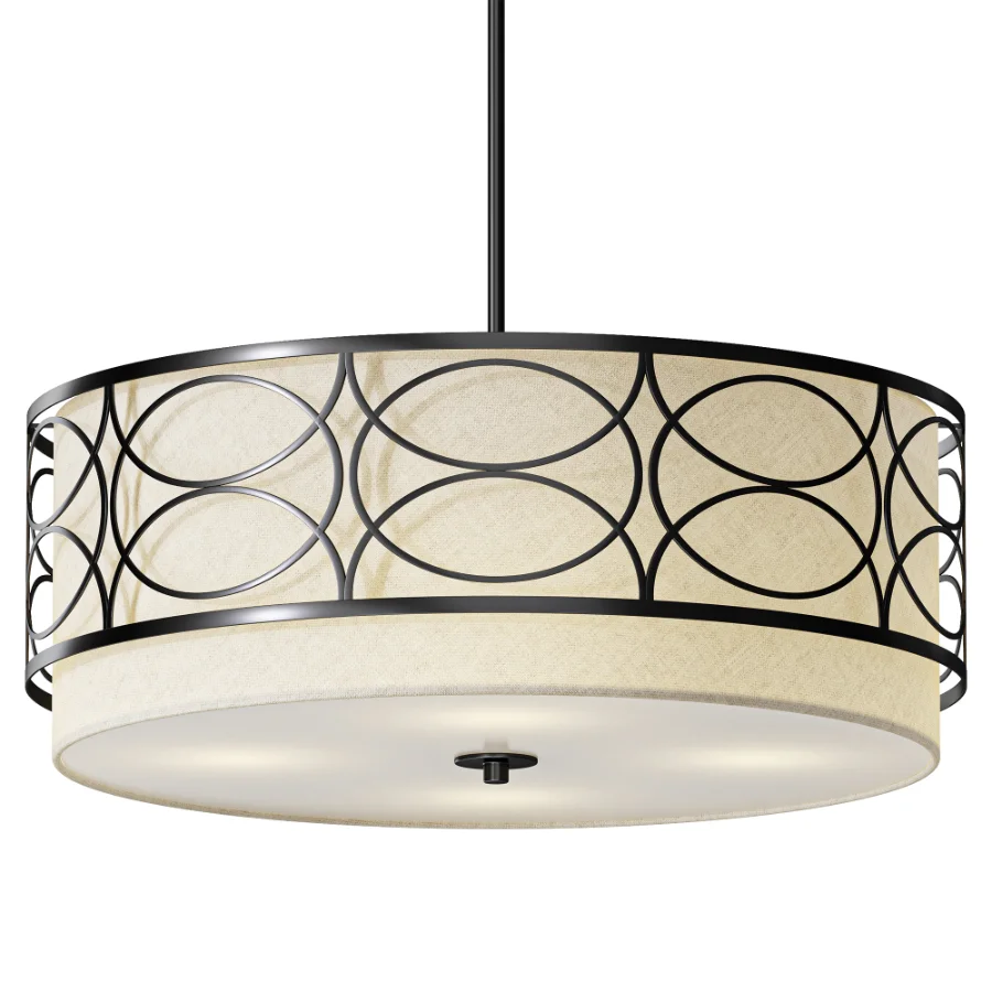 Wrought Studio Black Fabric Drum Chandelier 4 Light Image 1