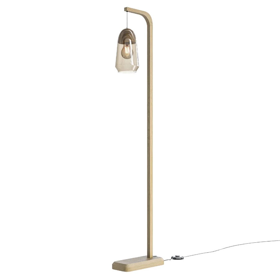 Nasoa glass and wood floor lamp Image 2