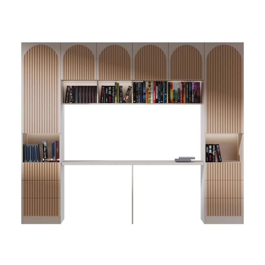 Modern style writing desk and books Image 1