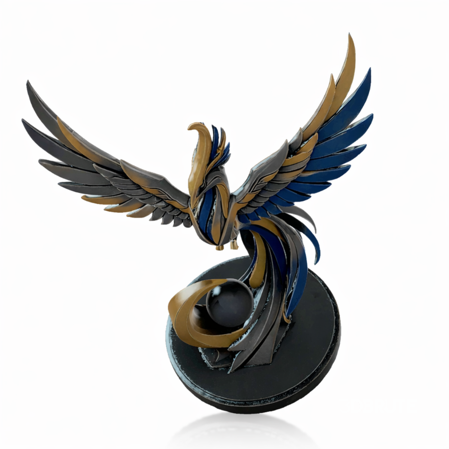 Golden Blue Phoenix Abstract Metal Sculpture Image 5