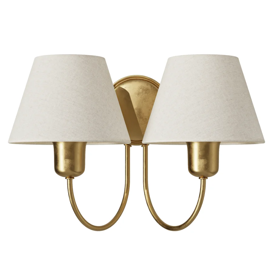 Pottery Barn Holmes Linen Shade Double Sconce Image 2