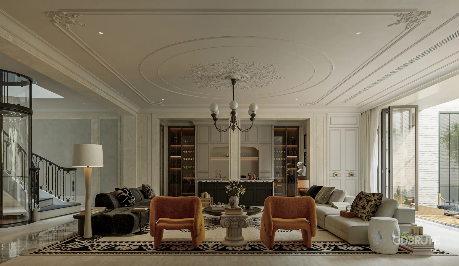 Luxury villa living room and work room Image 5